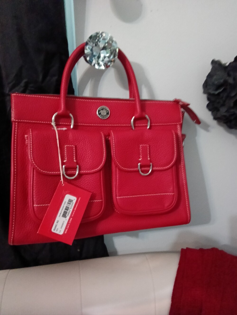 Dooney & Bourke Red Structured Leather Double-Pocket Tote Bag NWT  Reg# K7050912